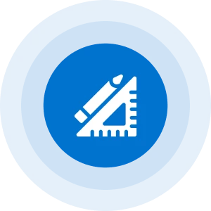 Pencil and ruler icon in blue circle