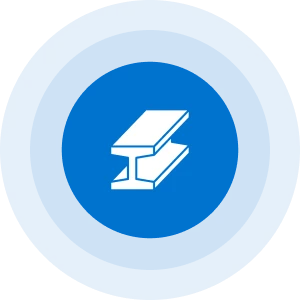 Steel beam icon on blue circle background