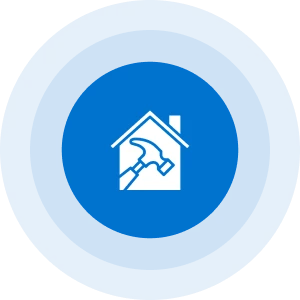 Home repair icon with hammer