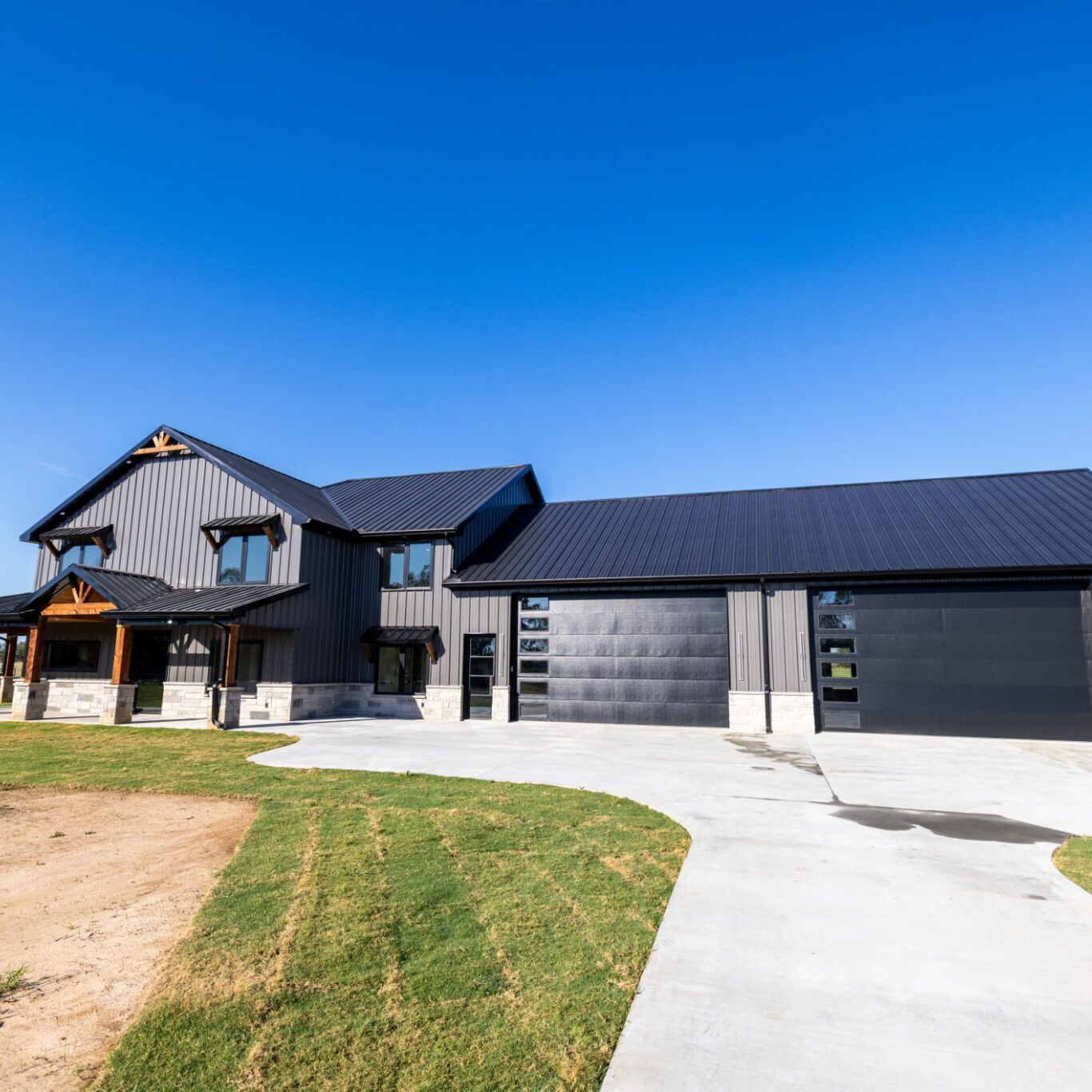 Contemporary rural house exterior view