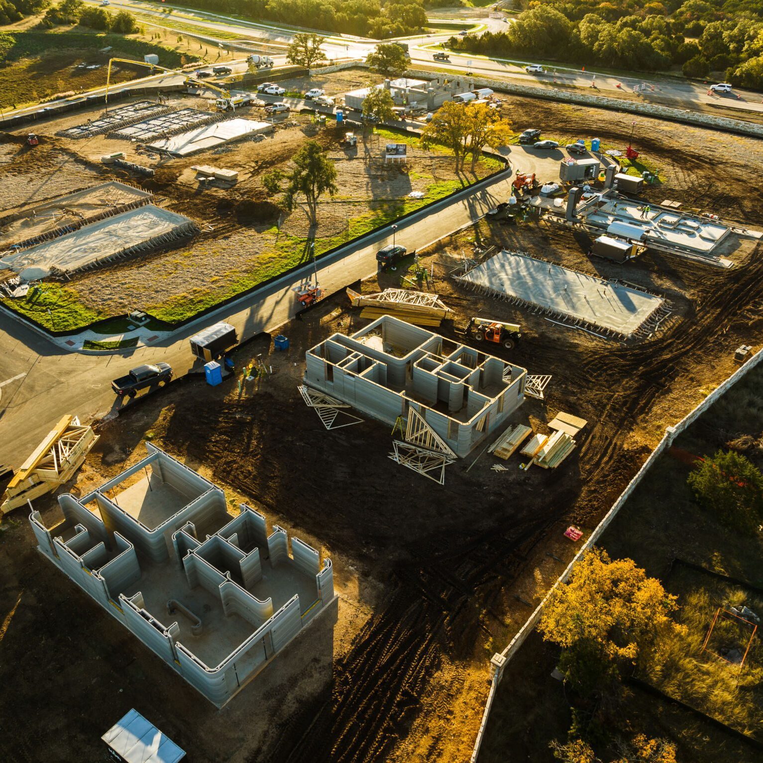 Aerial view of housing development