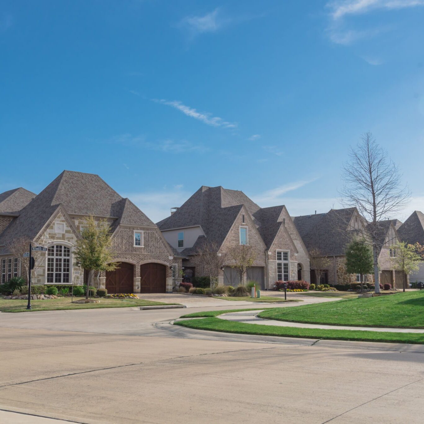 Row of elegant suburban homes